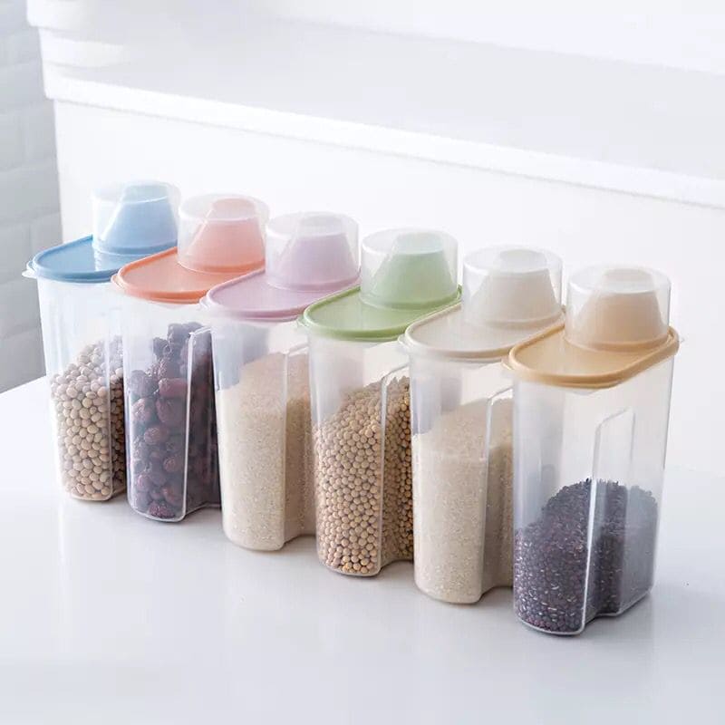 Large Capacity Airtight Dry Food Container, Cereal Flour Grain Food Storage Bottle, Durable Cereal Storage Sealing Can, BPA Free Clear Plastic Kitchen Cereal Bin Large Capacity Airtight Dry Food Container, Cereal Flour Grain Food Storage Bottle, Durable Cereal Storage Sealing Can, BPA Free Clear Plastic Kitchen Cereal Bin
